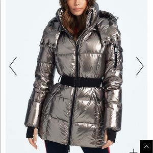 Sam. Millennium Fox Fur-Trim Belted Down Puffer